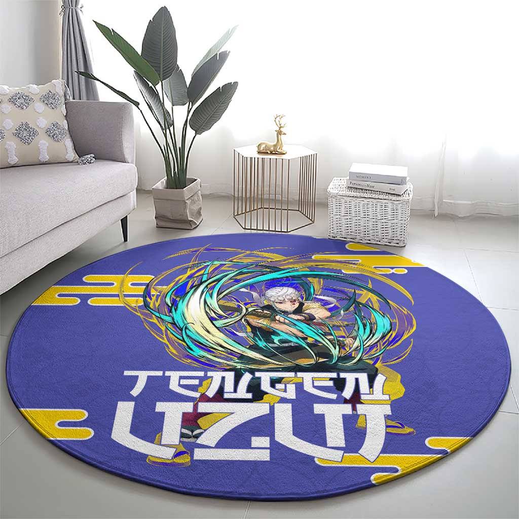 Tengen Uzui Demon Slayer Round Carpet Vibrant Anime Soundwave Style