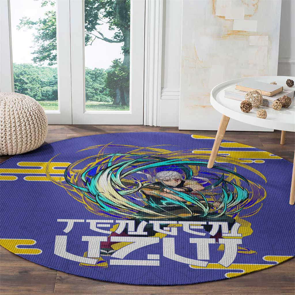 Tengen Uzui Demon Slayer Round Carpet Vibrant Anime Soundwave Style