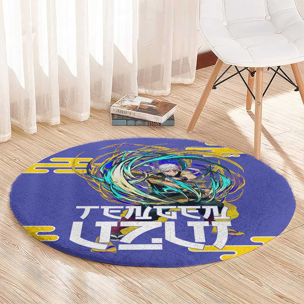 Tengen Uzui Demon Slayer Round Carpet Vibrant Anime Soundwave Style