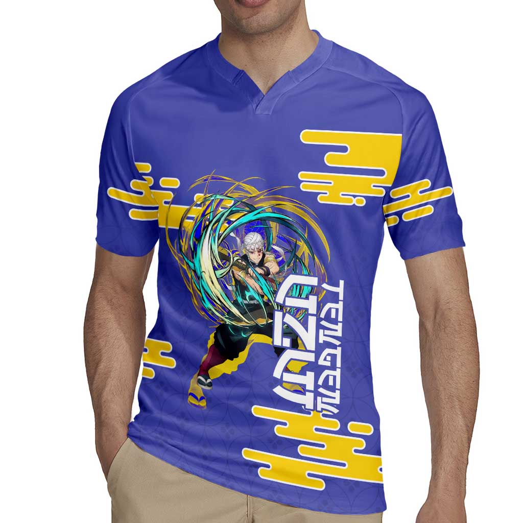 Tengen Uzui Demon Slayer Rugby Jersey Vibrant Anime Soundwave Style