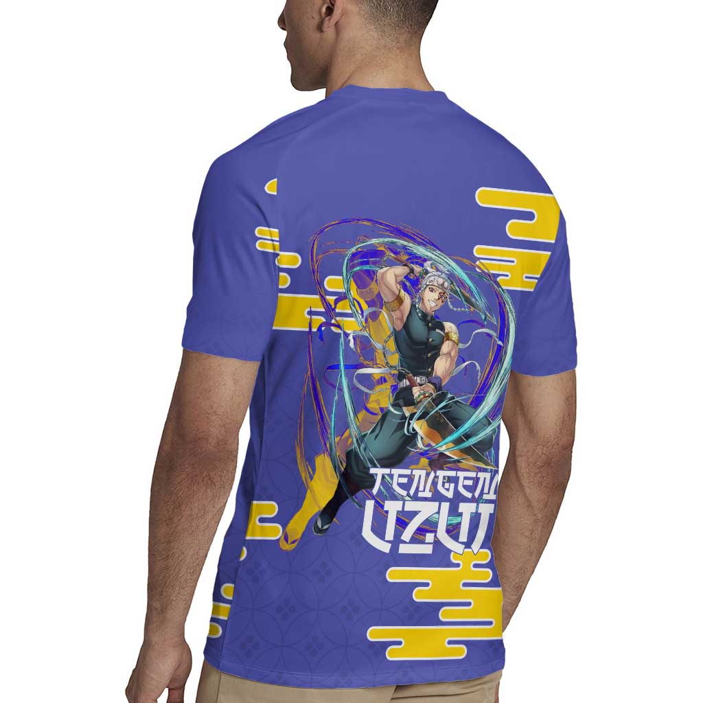 Tengen Uzui Demon Slayer Rugby Jersey Vibrant Anime Soundwave Style