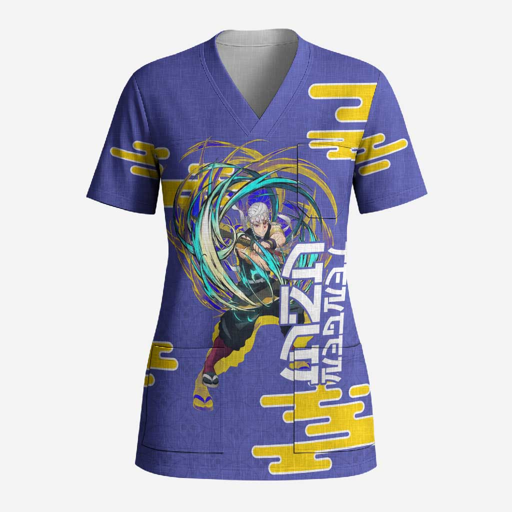 Tengen Uzui Demon Slayer Scrub Top Vibrant Anime Soundwave Style