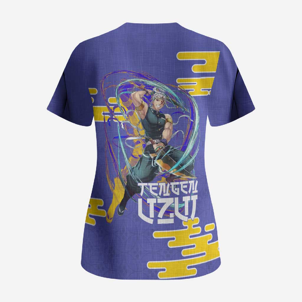 Tengen Uzui Demon Slayer Scrub Top Vibrant Anime Soundwave Style