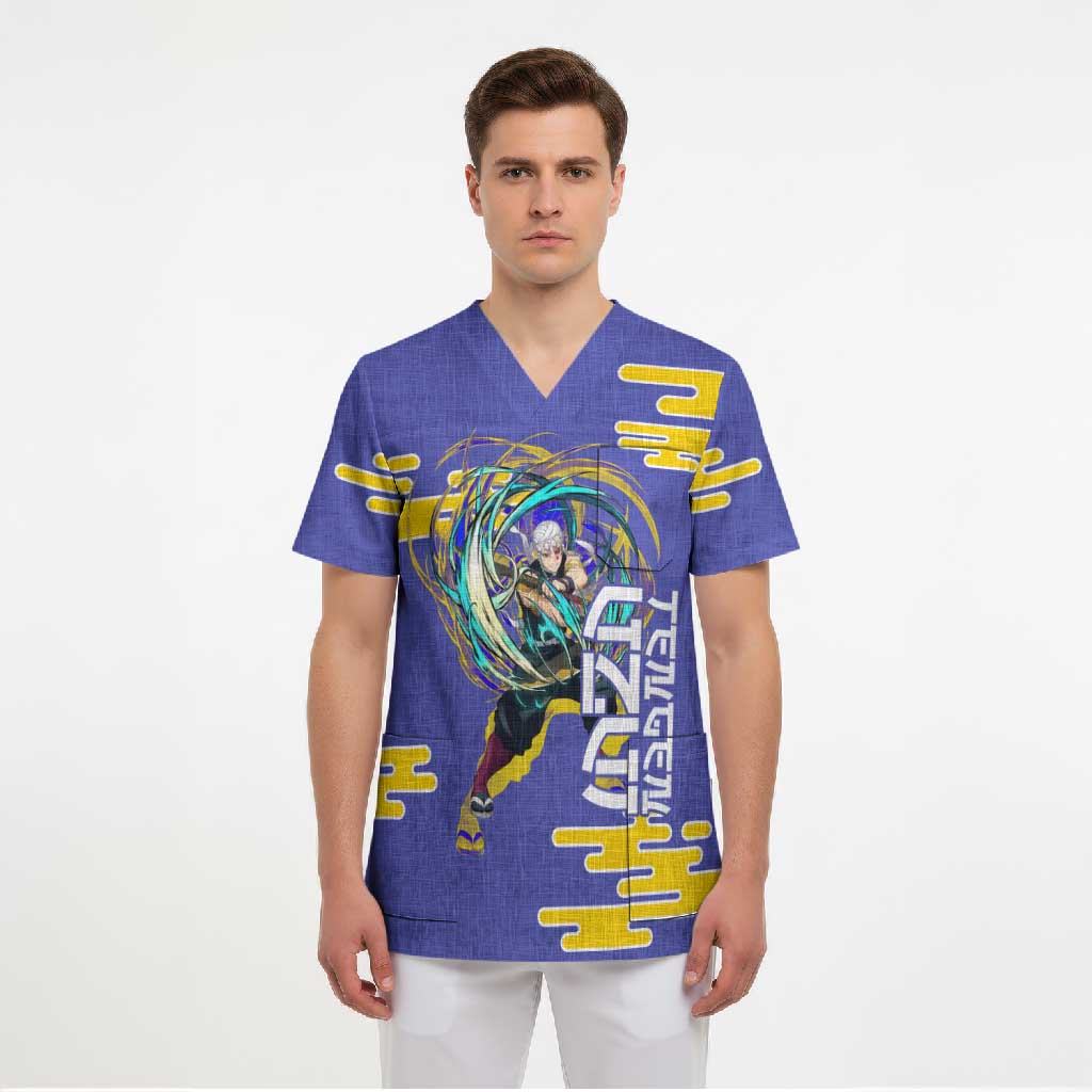 Tengen Uzui Demon Slayer Scrub Top Vibrant Anime Soundwave Style
