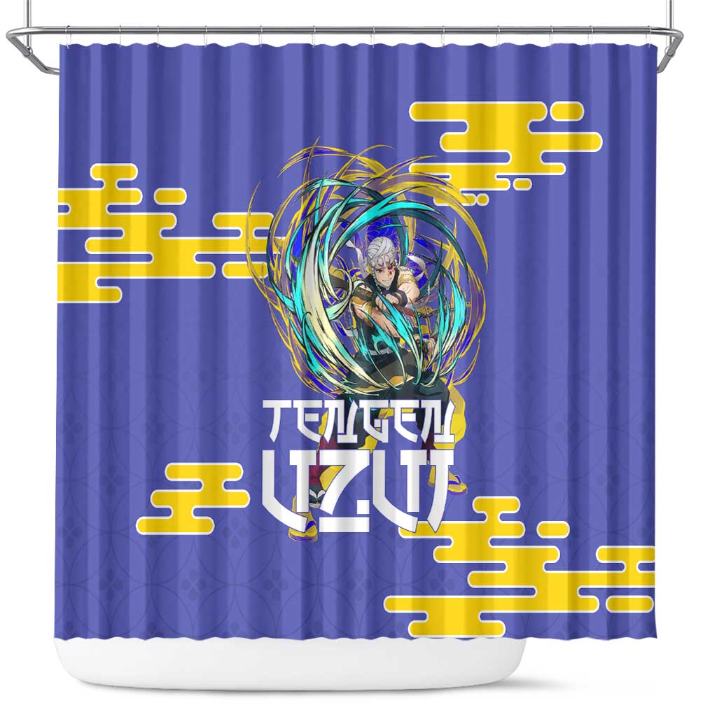 Tengen Uzui Demon Slayer Shower Curtain Vibrant Anime Soundwave Style