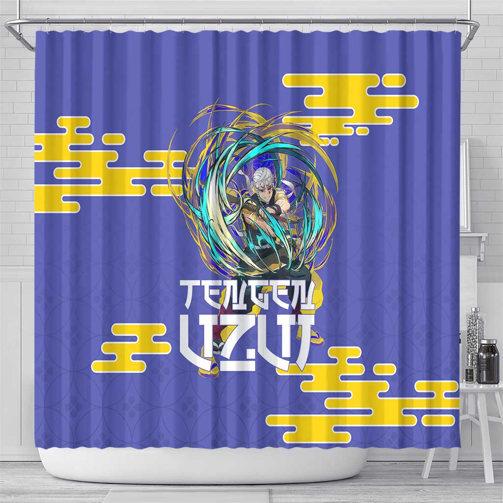 Tengen Uzui Demon Slayer Shower Curtain Vibrant Anime Soundwave Style