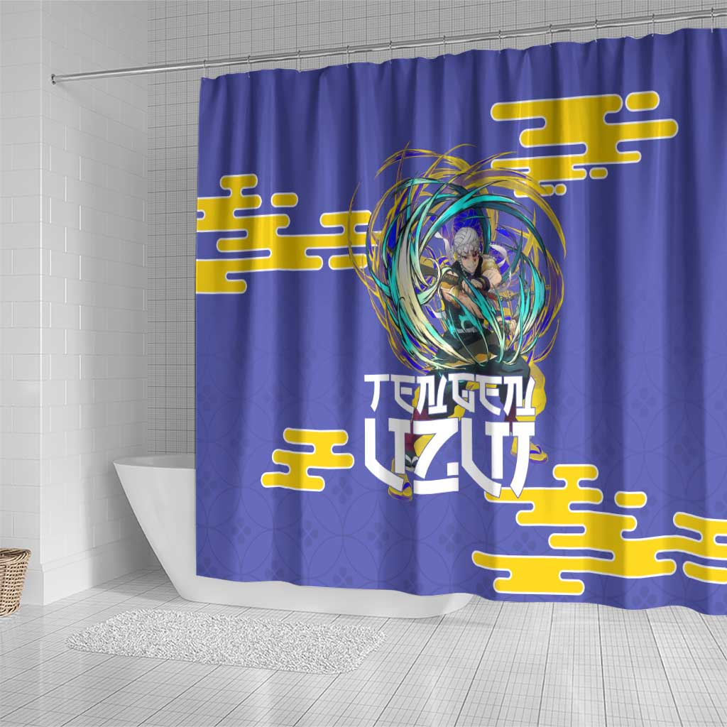 Tengen Uzui Demon Slayer Shower Curtain Vibrant Anime Soundwave Style
