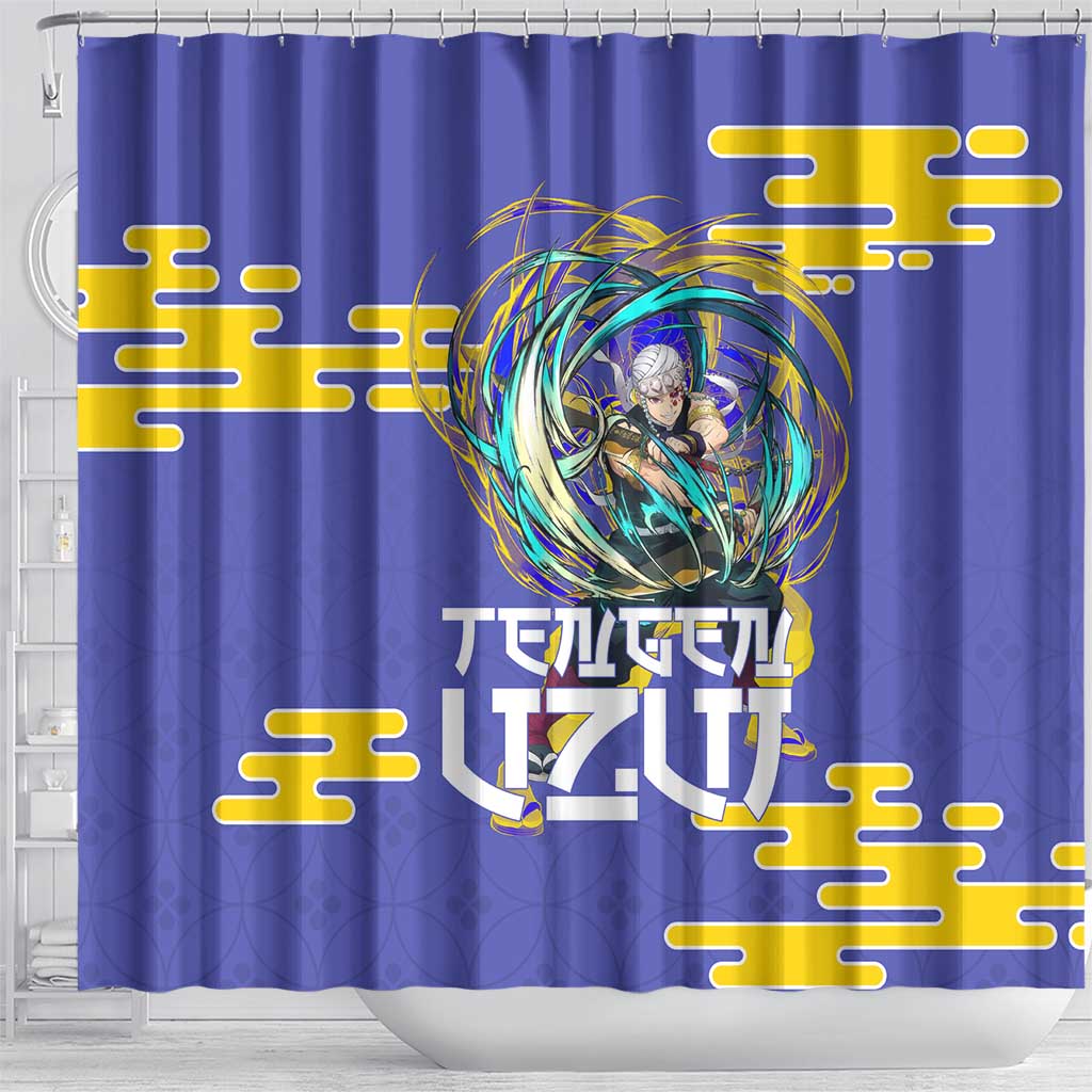 Tengen Uzui Demon Slayer Shower Curtain Vibrant Anime Soundwave Style
