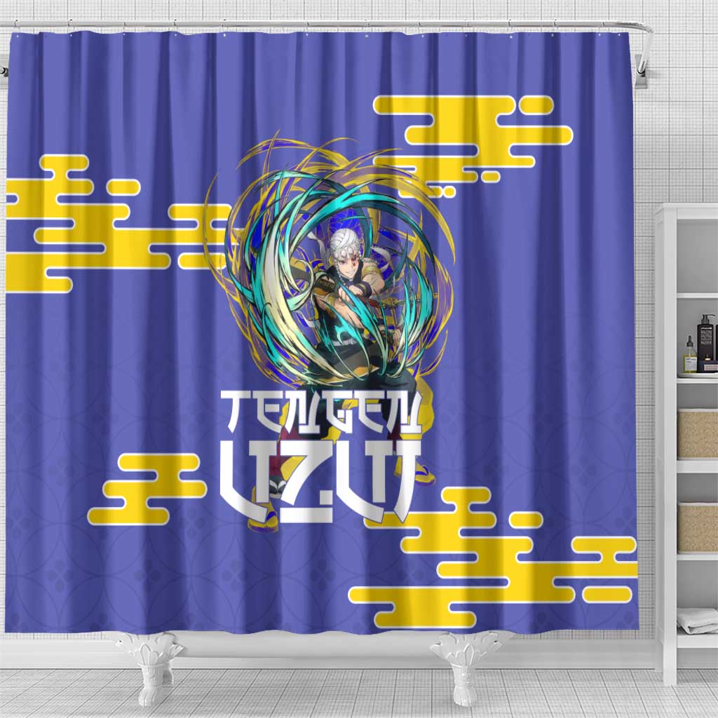 Tengen Uzui Demon Slayer Shower Curtain Vibrant Anime Soundwave Style