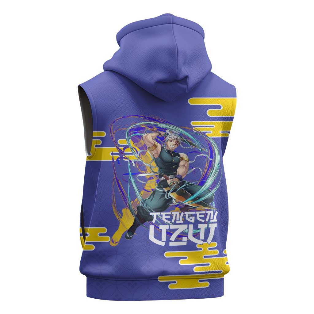 Tengen Uzui Demon Slayer Sleeveless Hoodie Vibrant Anime Soundwave Style
