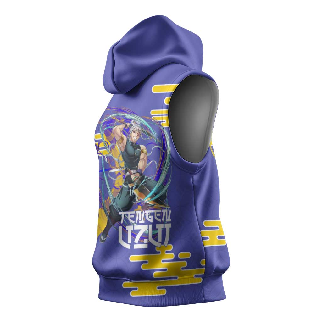 Tengen Uzui Demon Slayer Sleeveless Hoodie Vibrant Anime Soundwave Style