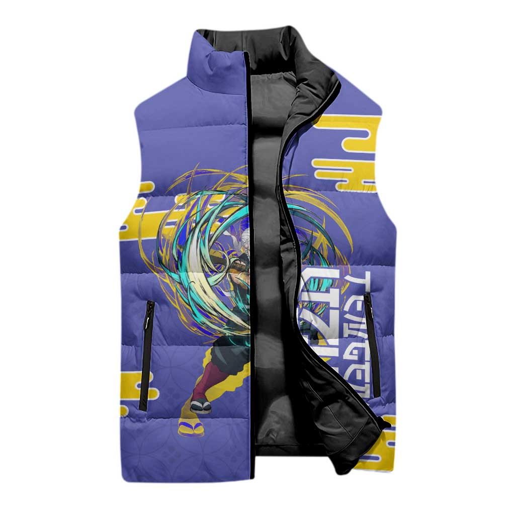 Tengen Uzui Demon Slayer Sleeveless Puffer Jacket Vibrant Anime Soundwave Style