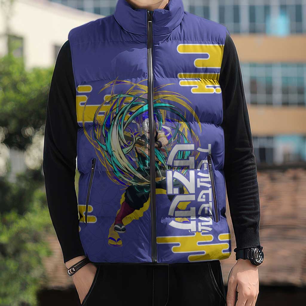 Tengen Uzui Demon Slayer Sleeveless Puffer Jacket Vibrant Anime Soundwave Style