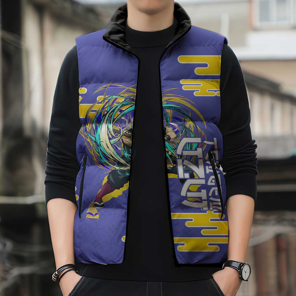 Tengen Uzui Demon Slayer Sleeveless Puffer Jacket Vibrant Anime Soundwave Style