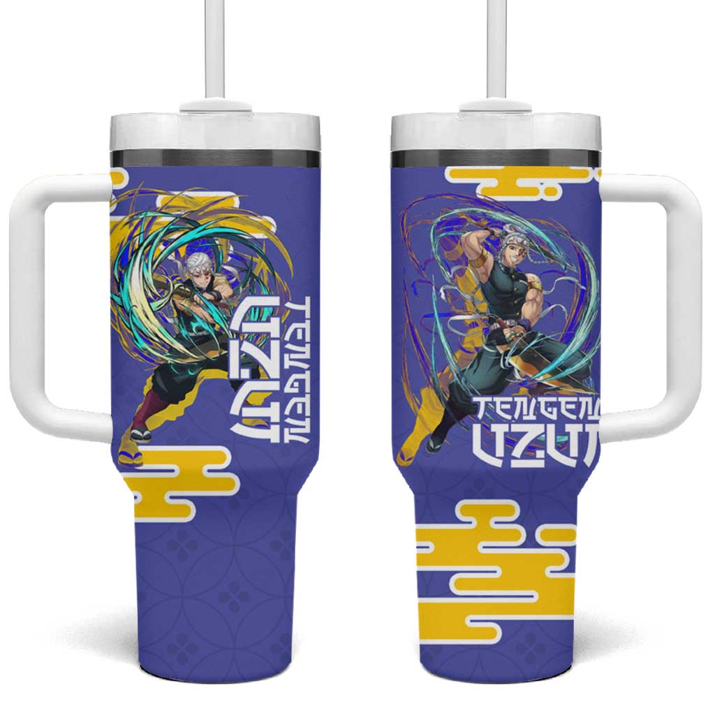 Tengen Uzui Demon Slayer Tumbler With Handle Vibrant Anime Soundwave Style