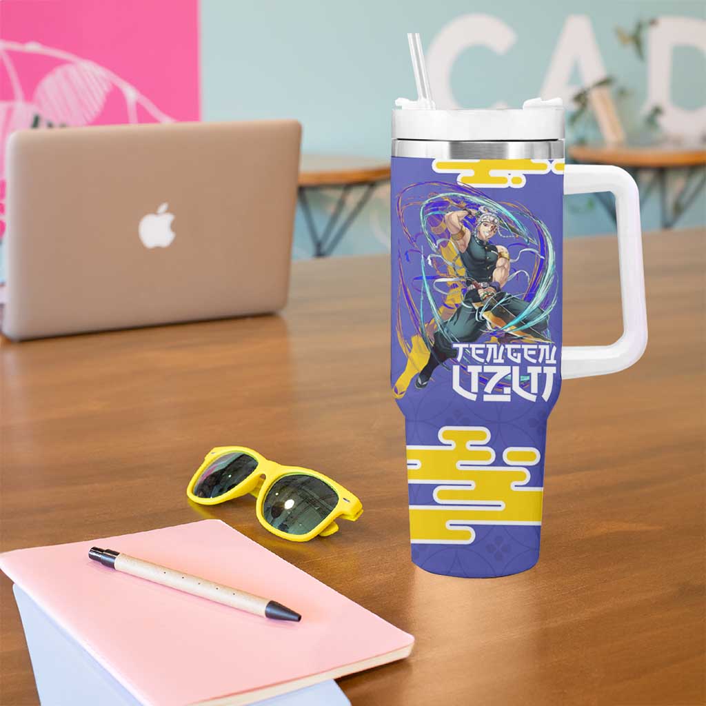 Tengen Uzui Demon Slayer Tumbler With Handle Vibrant Anime Soundwave Style