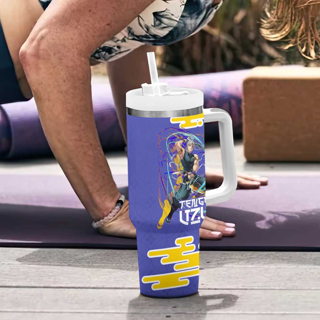 Tengen Uzui Demon Slayer Tumbler With Handle Vibrant Anime Soundwave Style