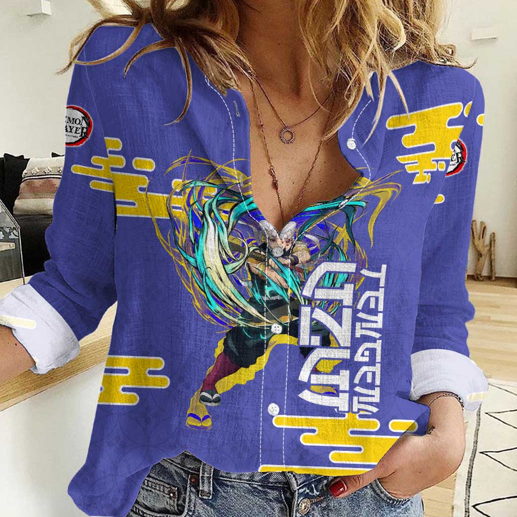 Tengen Uzui Demon Slayer Women Casual Shirt Vibrant Anime Soundwave Style