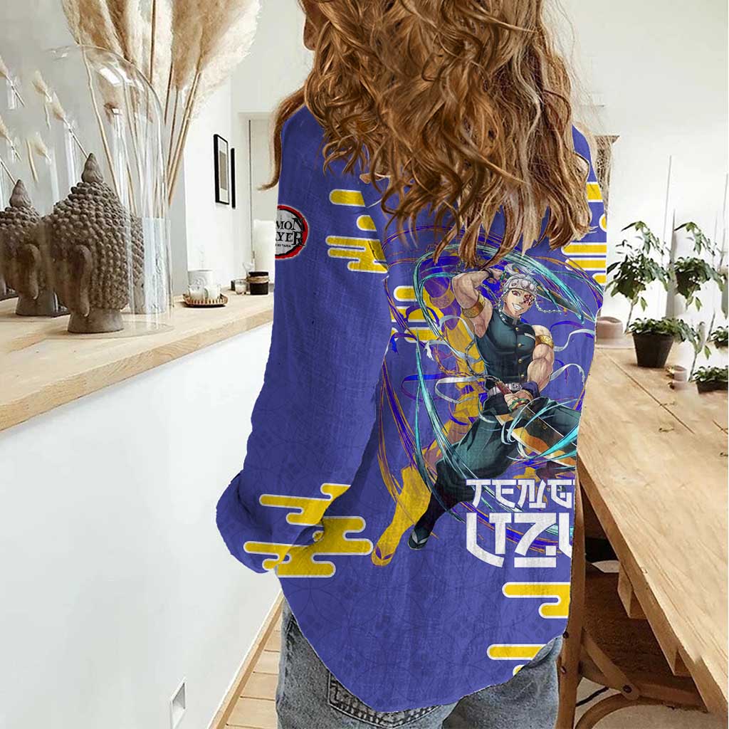 Tengen Uzui Demon Slayer Women Casual Shirt Vibrant Anime Soundwave Style