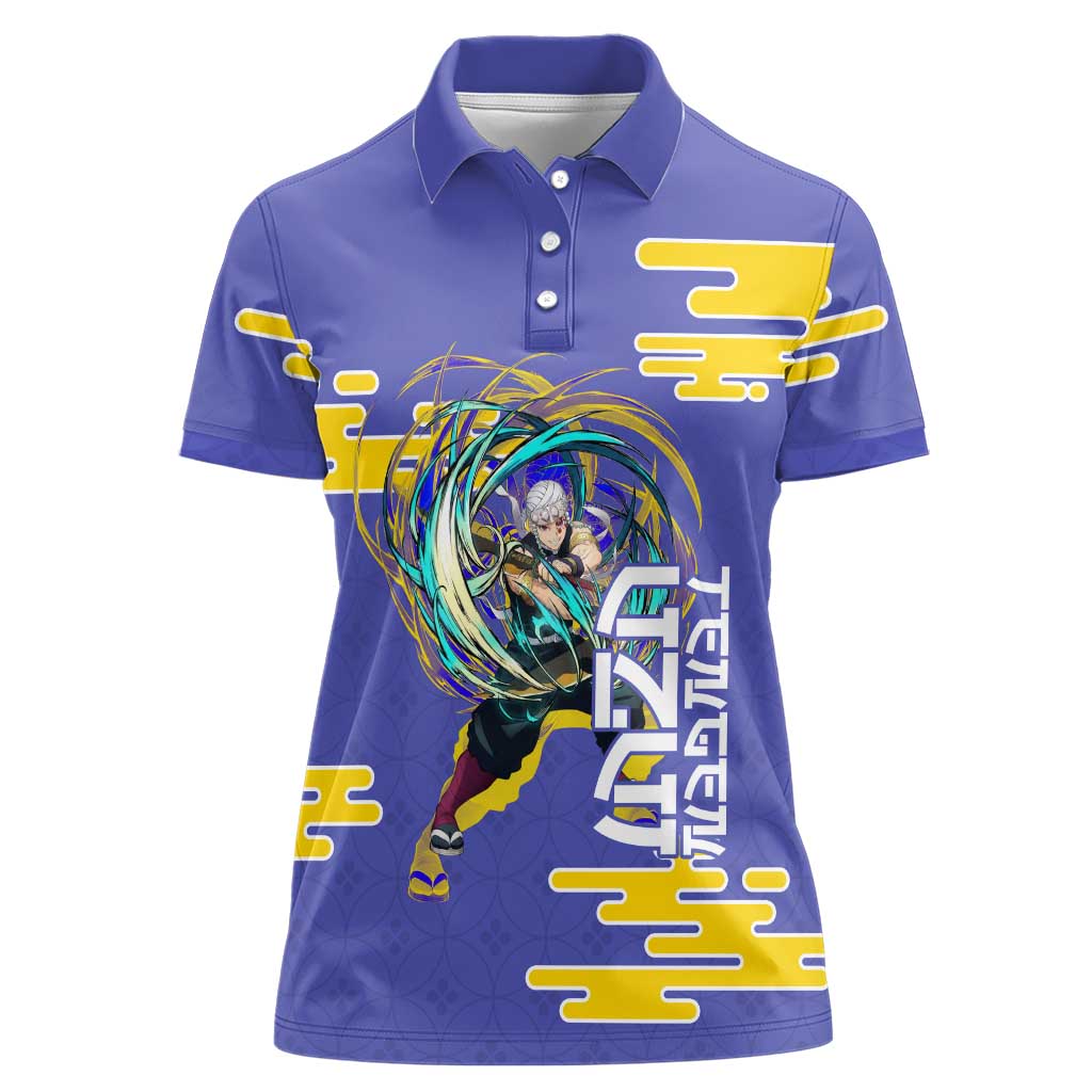 Tengen Uzui Demon Slayer Women Polo Shirt Vibrant Anime Soundwave Style