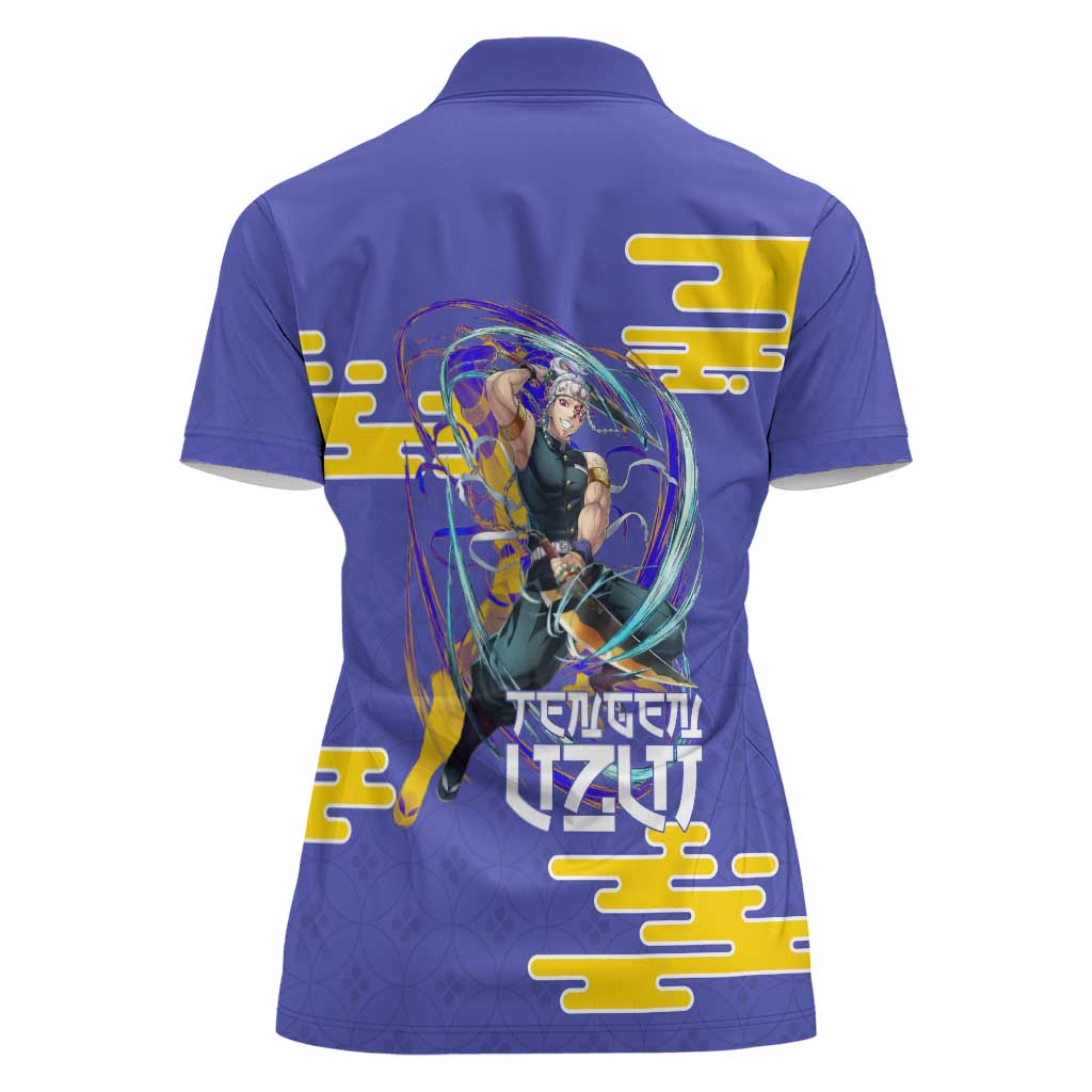 Tengen Uzui Demon Slayer Women Polo Shirt Vibrant Anime Soundwave Style