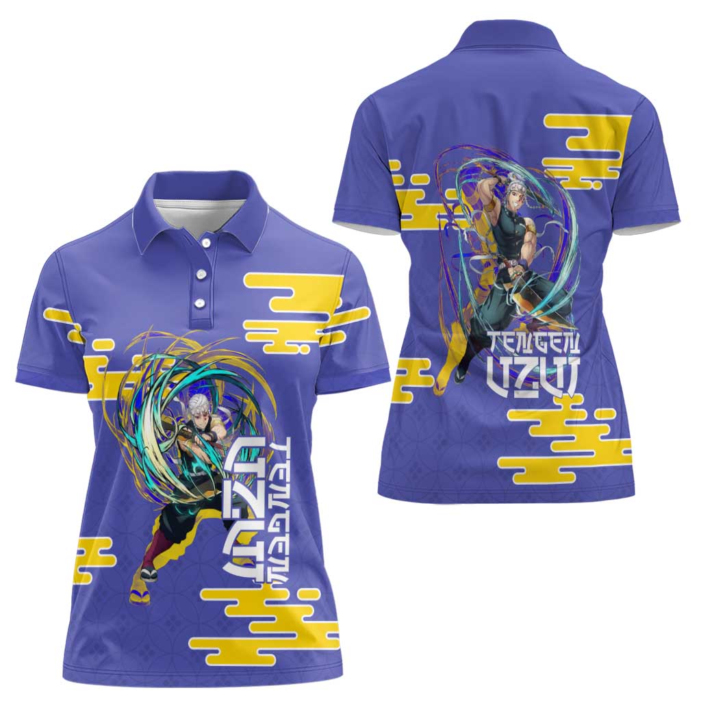 Tengen Uzui Demon Slayer Women Polo Shirt Vibrant Anime Soundwave Style