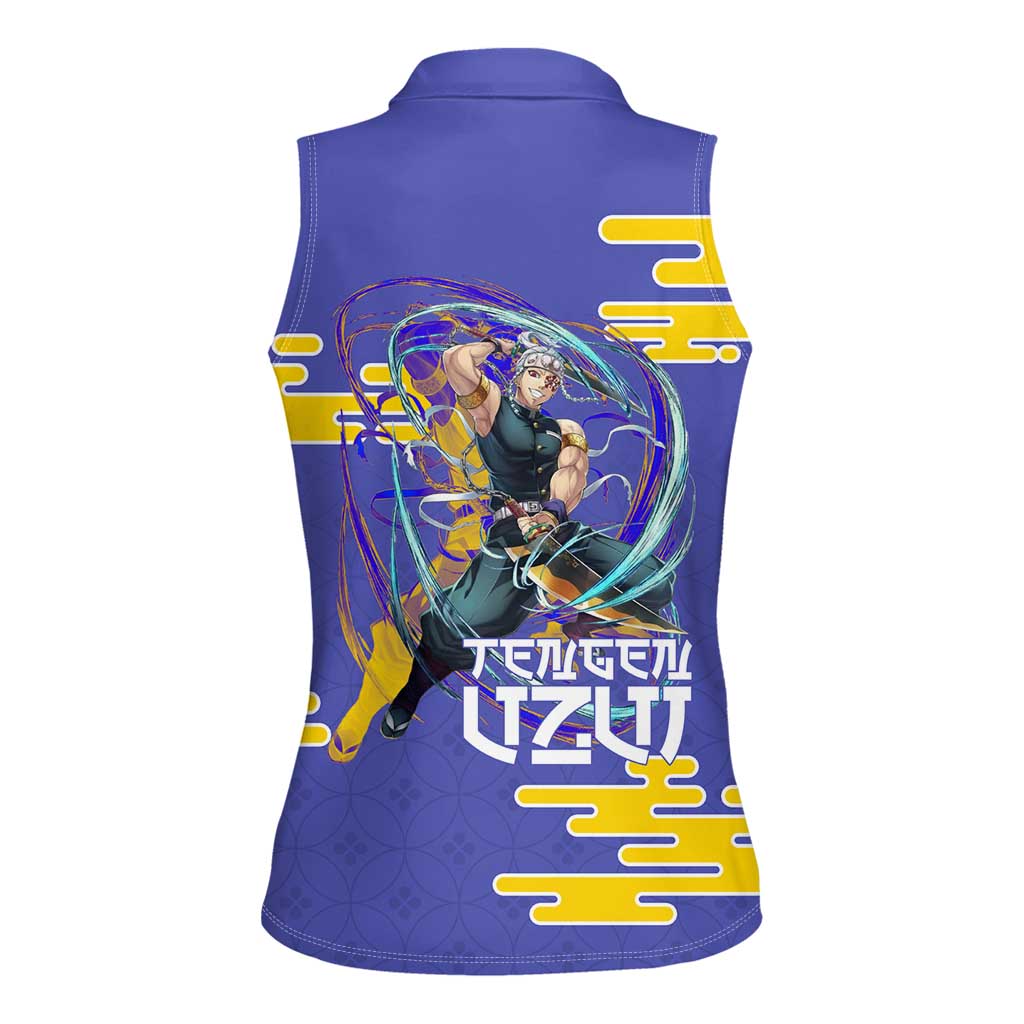 Tengen Uzui Demon Slayer Women Sleeveless Polo Shirt Vibrant Anime Soundwave Style