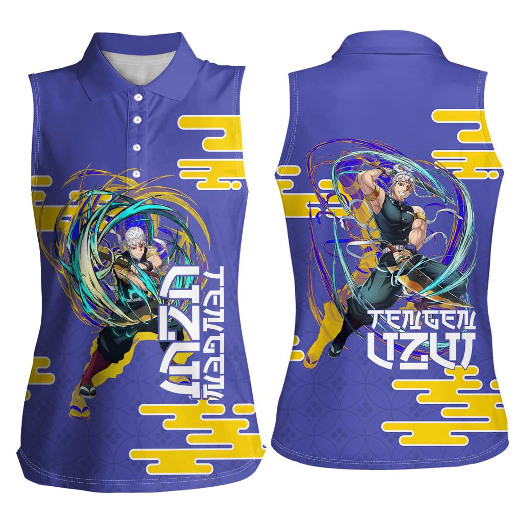 Tengen Uzui Demon Slayer Women Sleeveless Polo Shirt Vibrant Anime Soundwave Style