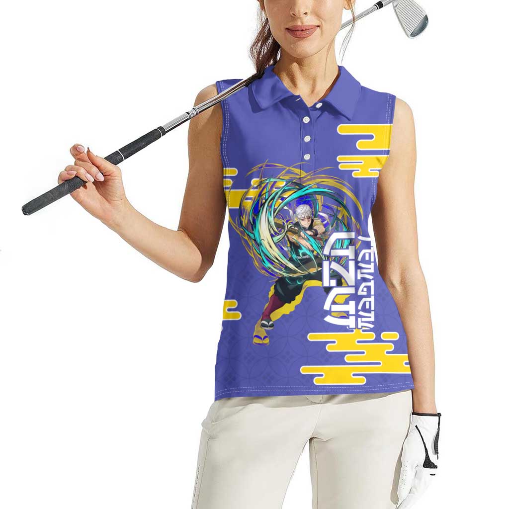 Tengen Uzui Demon Slayer Women Sleeveless Polo Shirt Vibrant Anime Soundwave Style