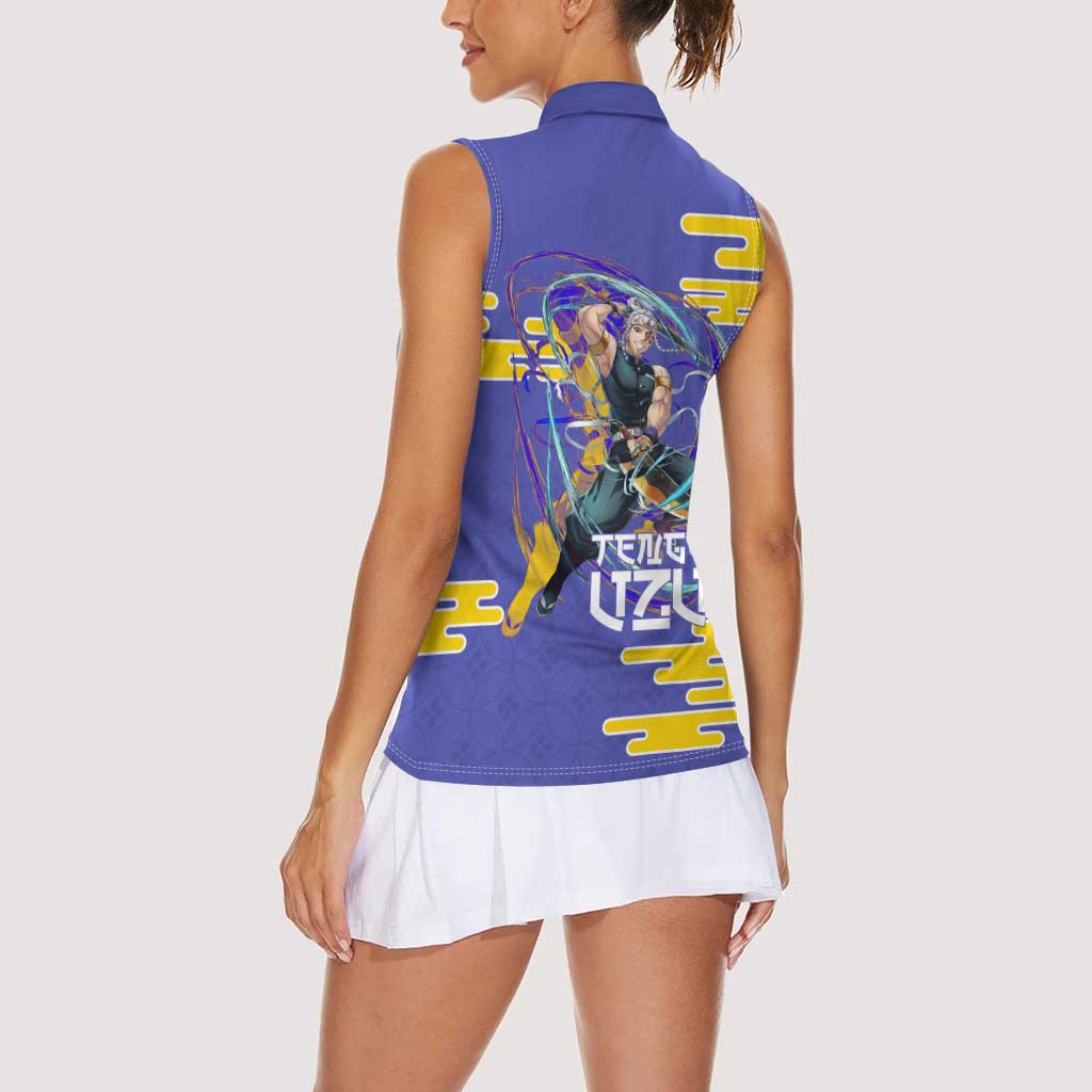 Tengen Uzui Demon Slayer Women Sleeveless Polo Shirt Vibrant Anime Soundwave Style