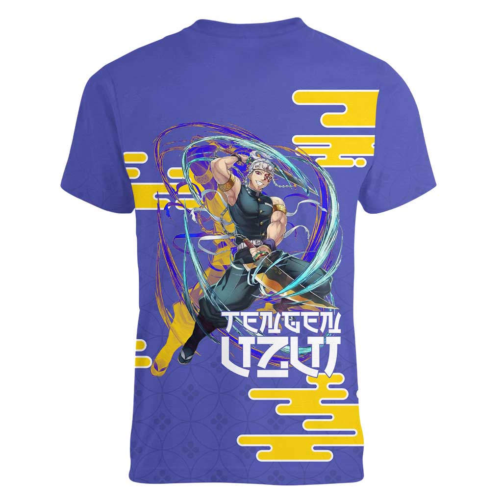 Tengen Uzui Demon Slayer Women V-Neck T-Shirt Vibrant Anime Soundwave Style