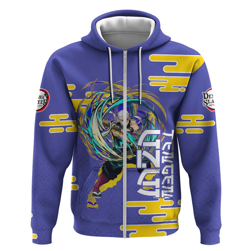 Tengen Uzui Demon Slayer Zip Hoodie Vibrant Anime Soundwave Style