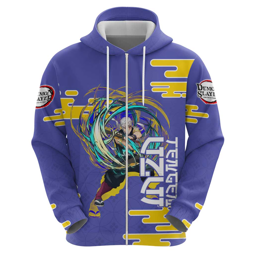 Tengen Uzui Demon Slayer Zip Hoodie Vibrant Anime Soundwave Style