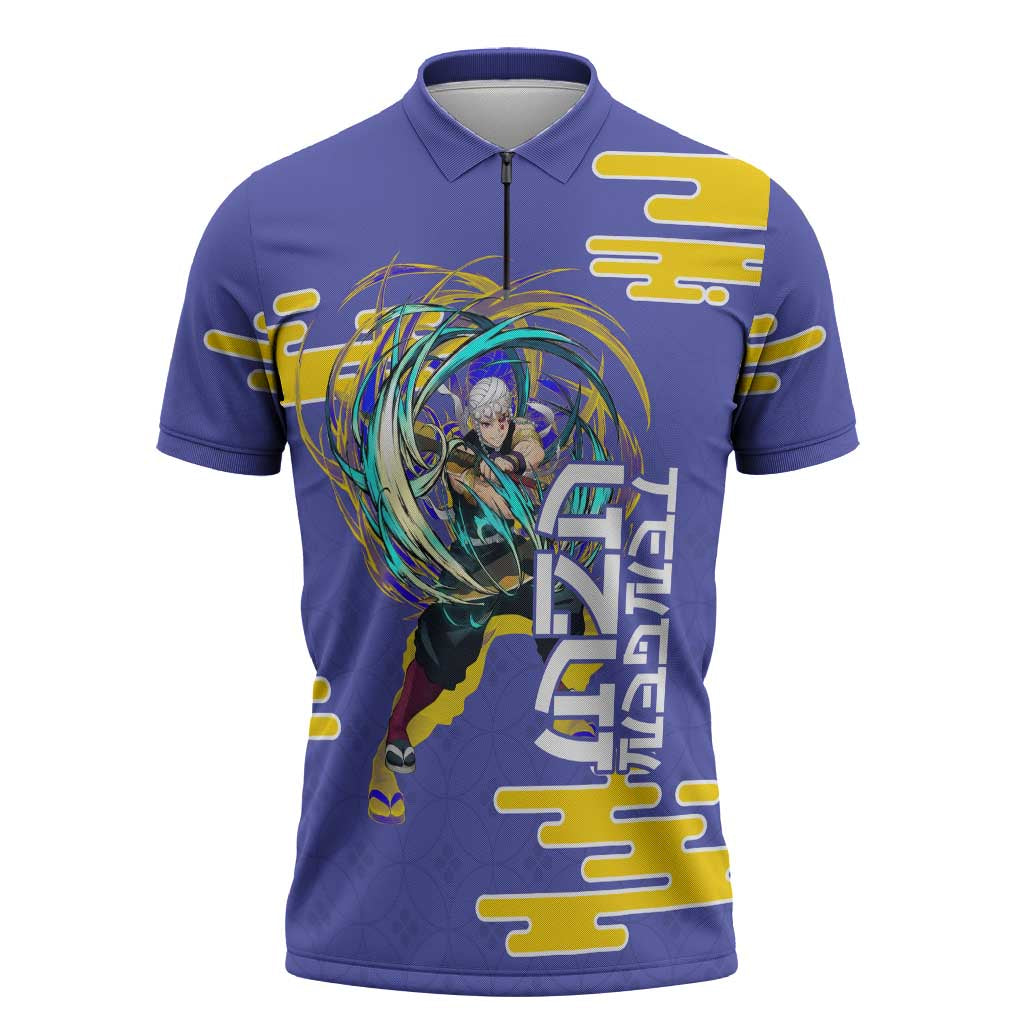 Tengen Uzui Demon Slayer Zipper Polo Shirt Vibrant Anime Soundwave Style