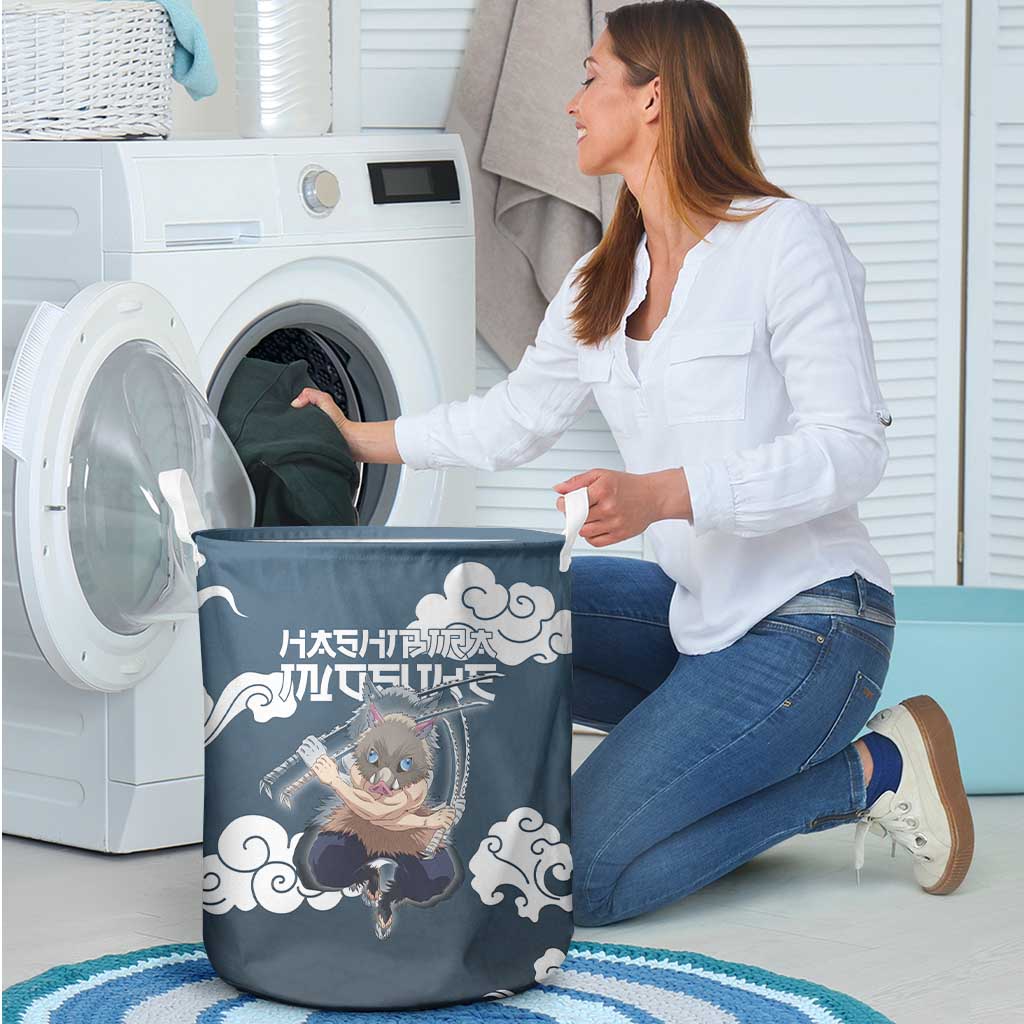 Hashibira Inosuke Demon Slayer Laundry Basket Whirlwind Anime Cloud Pattern Style