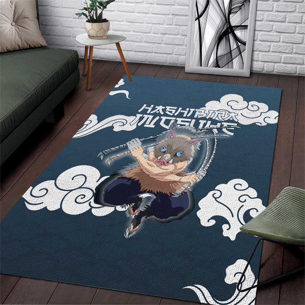 Hashibira Inosuke Demon Slayer Area Rug Whirlwind Anime Cloud Pattern Style