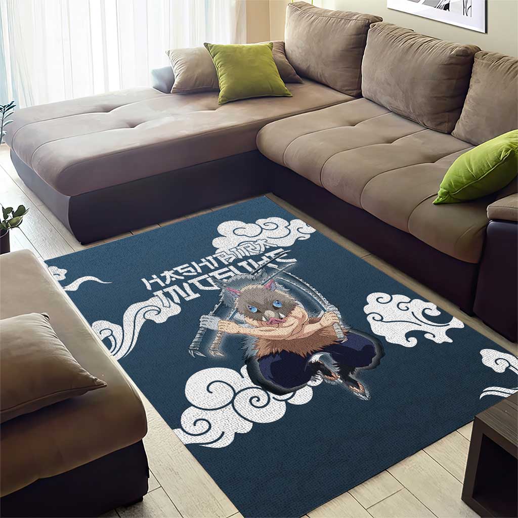 Hashibira Inosuke Demon Slayer Area Rug Whirlwind Anime Cloud Pattern Style