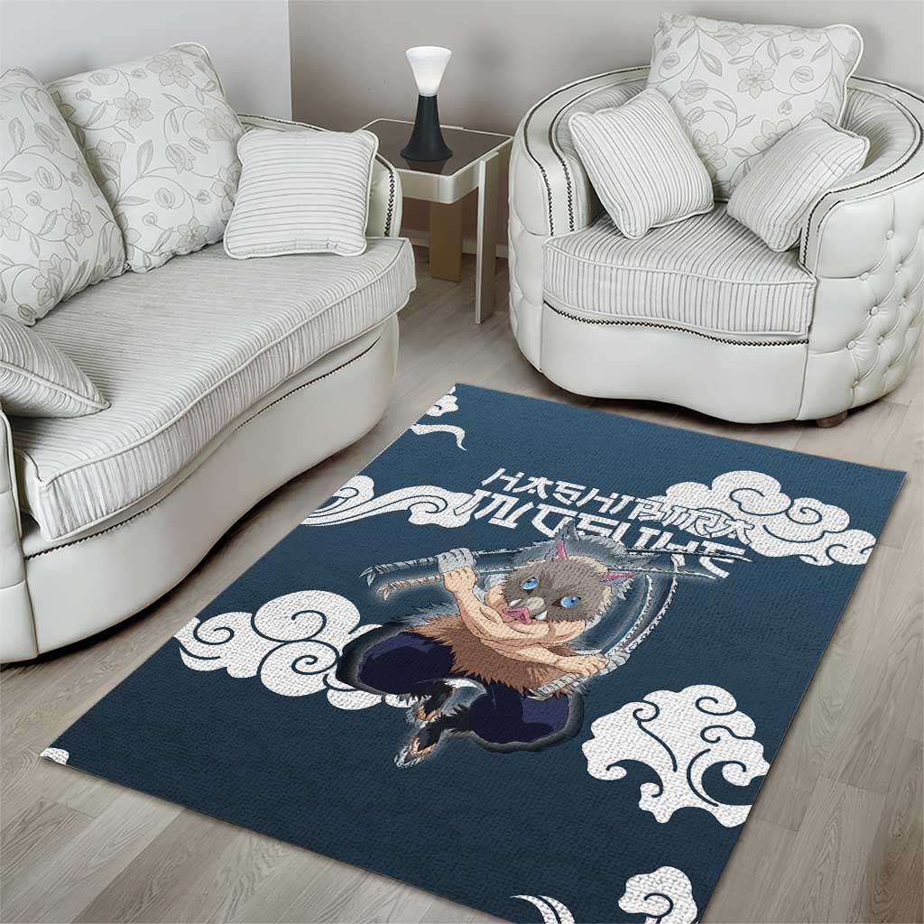 Hashibira Inosuke Demon Slayer Area Rug Whirlwind Anime Cloud Pattern Style