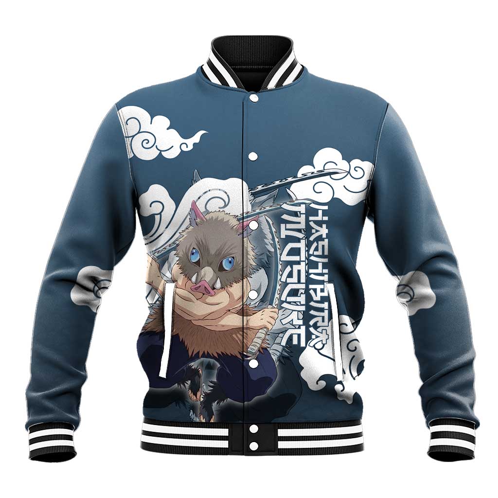 Hashibira Inosuke Demon Slayer Baseball Jacket Whirlwind Anime Cloud Pattern Style