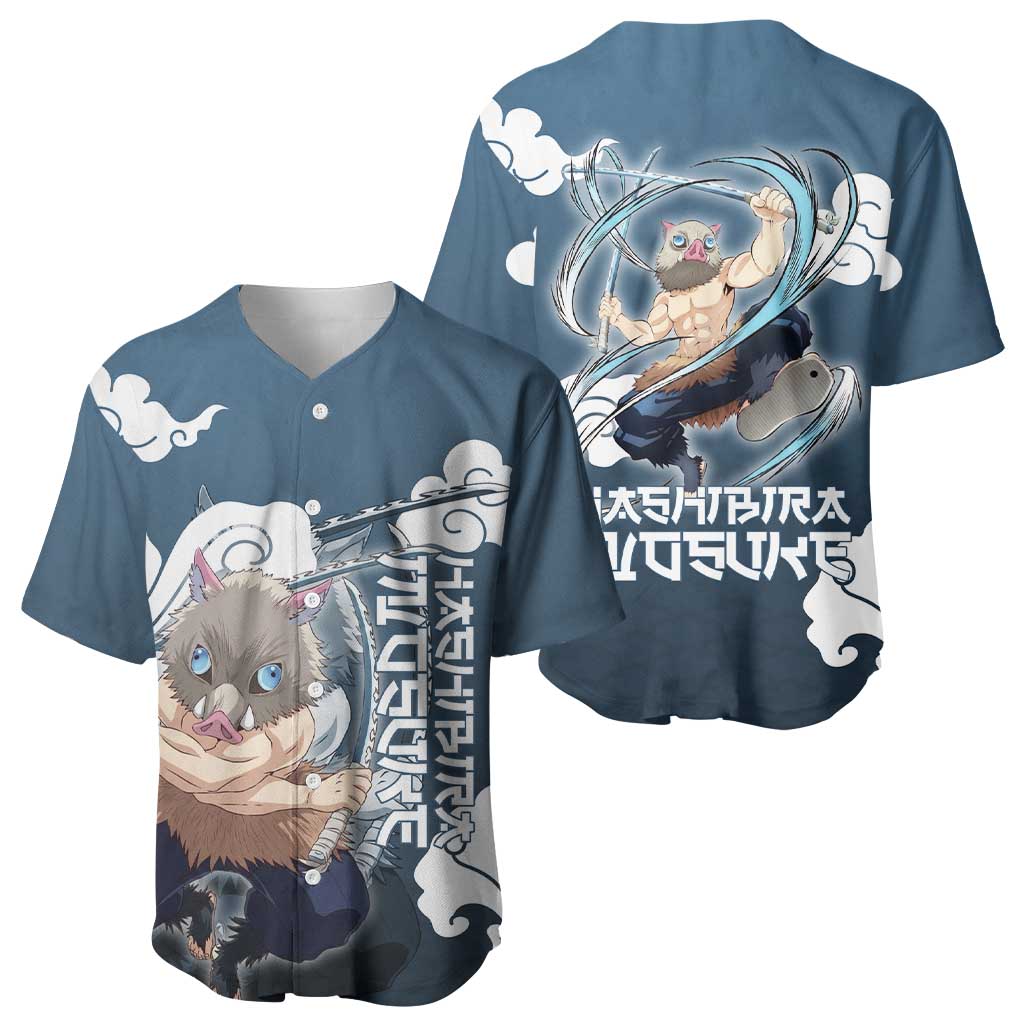 Hashibira Inosuke Demon Slayer Baseball Jersey Whirlwind Anime Cloud Pattern Style