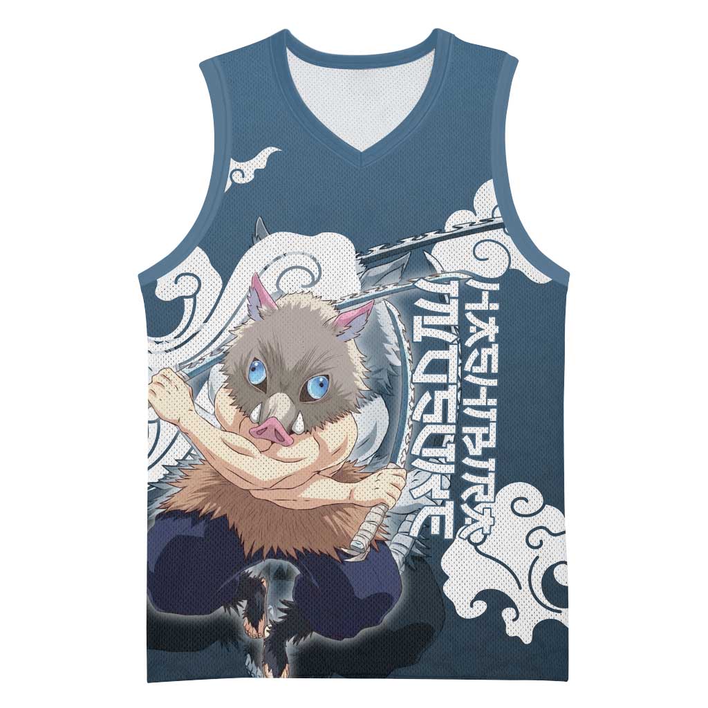 Hashibira Inosuke Demon Slayer Basketball Jersey Whirlwind Anime Cloud Pattern Style