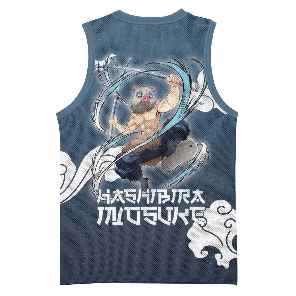 Hashibira Inosuke Demon Slayer Basketball Jersey Whirlwind Anime Cloud Pattern Style