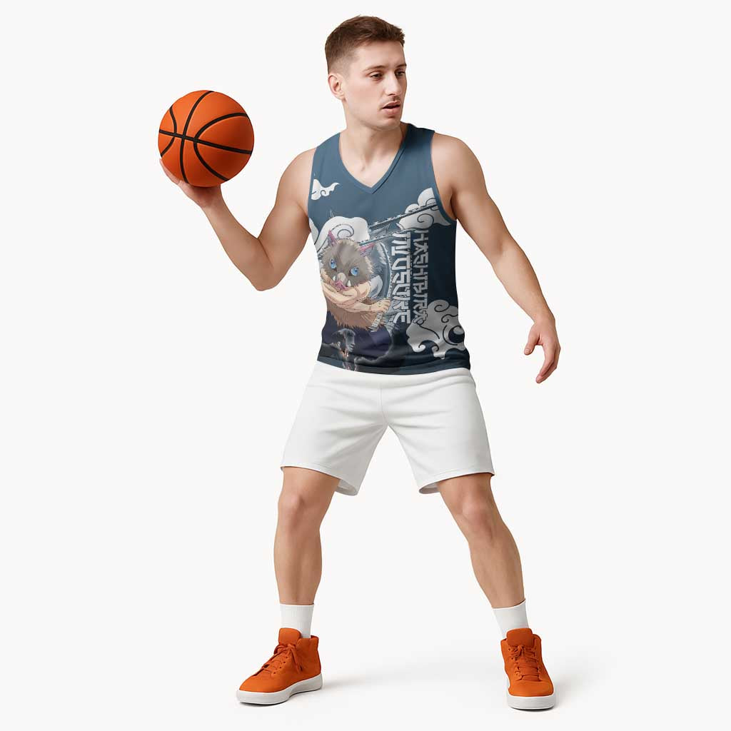 Hashibira Inosuke Demon Slayer Basketball Jersey Whirlwind Anime Cloud Pattern Style