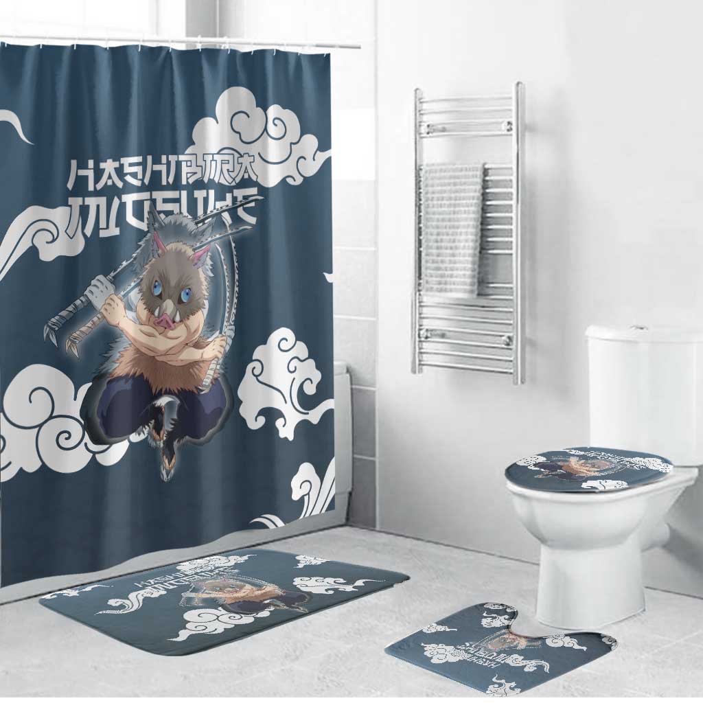 Hashibira Inosuke Demon Slayer Bathroom Set Whirlwind Anime Cloud Pattern Style