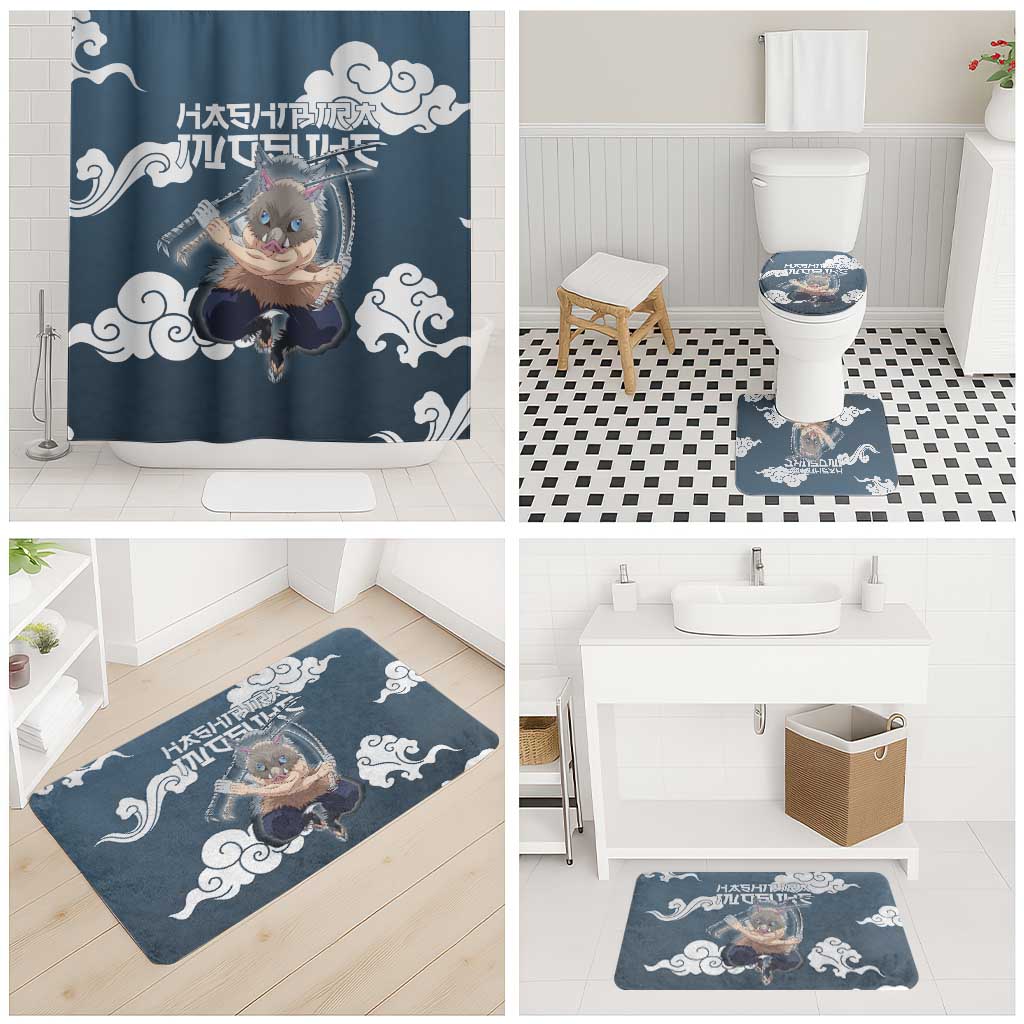 Hashibira Inosuke Demon Slayer Bathroom Set Whirlwind Anime Cloud Pattern Style