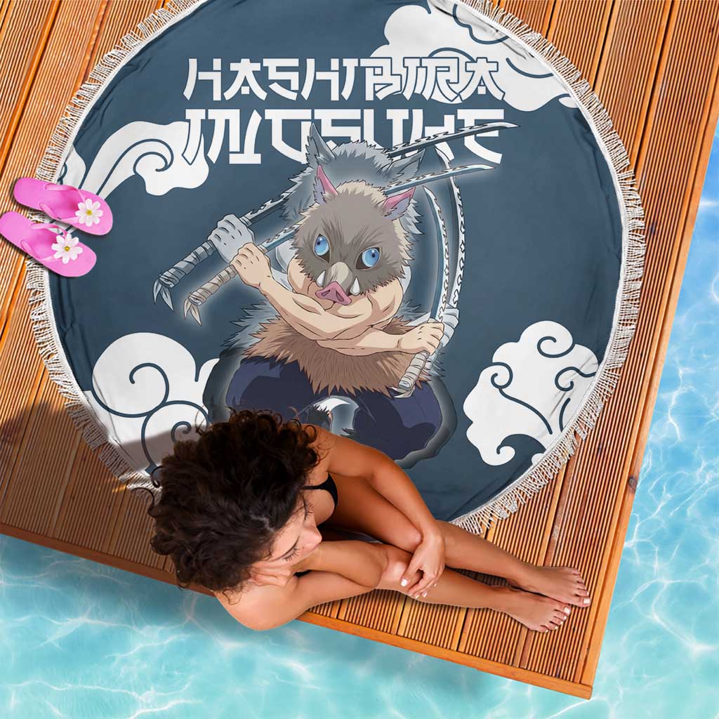 Hashibira Inosuke Demon Slayer Beach Blanket Whirlwind Anime Cloud Pattern Style