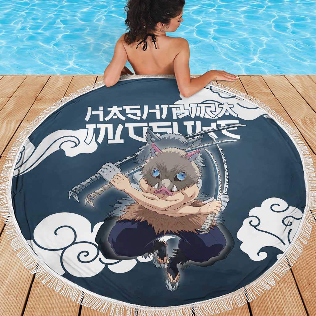 Hashibira Inosuke Demon Slayer Beach Blanket Whirlwind Anime Cloud Pattern Style