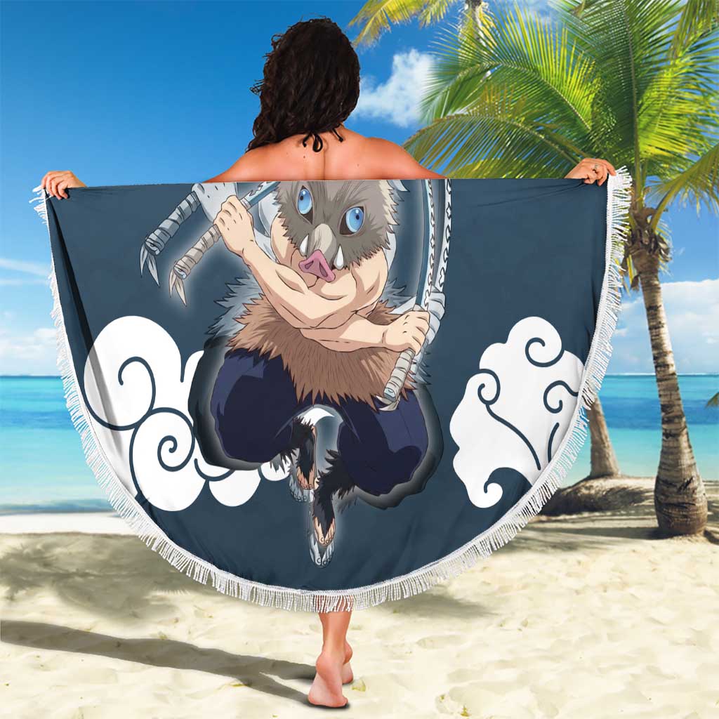Hashibira Inosuke Demon Slayer Beach Blanket Whirlwind Anime Cloud Pattern Style