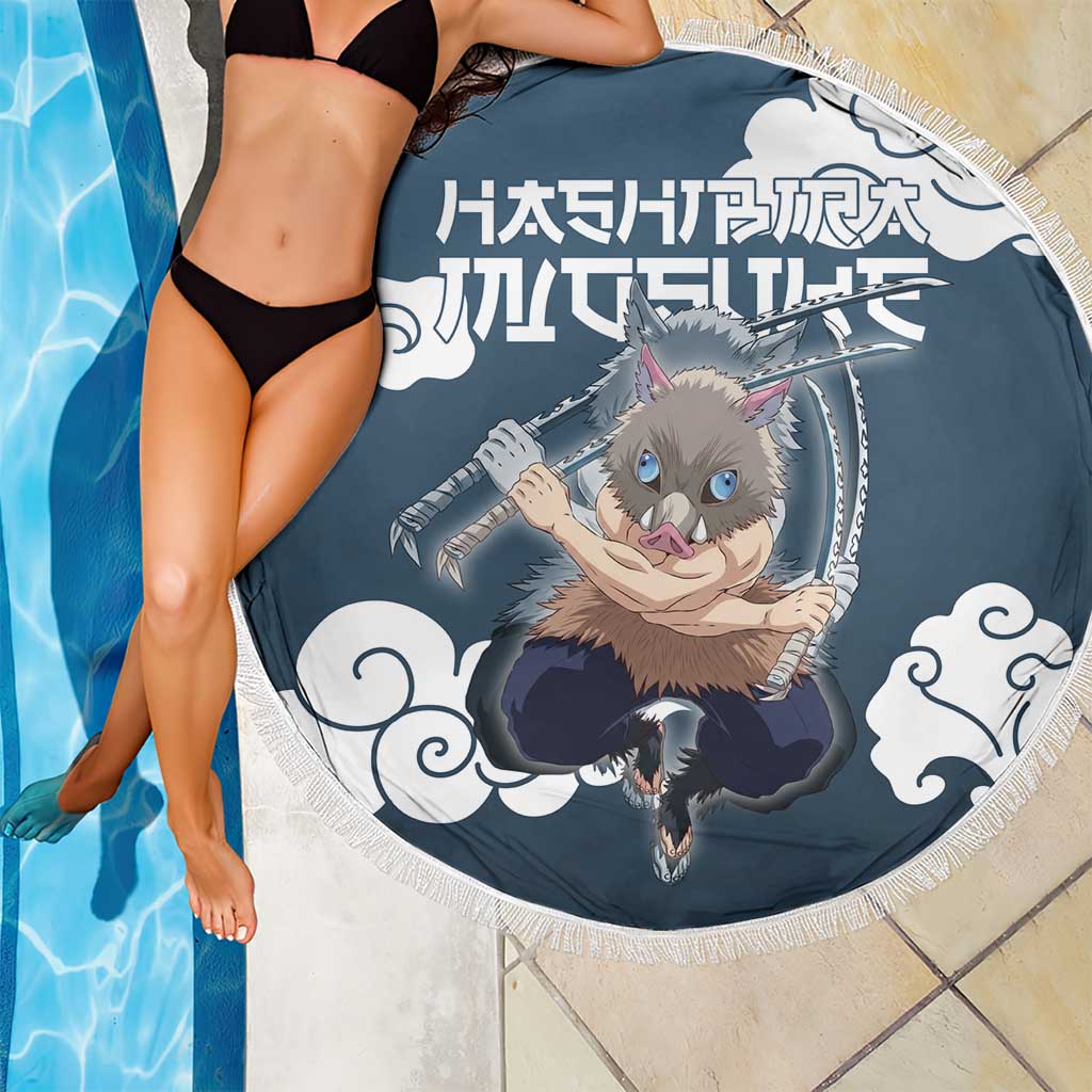 Hashibira Inosuke Demon Slayer Beach Blanket Whirlwind Anime Cloud Pattern Style