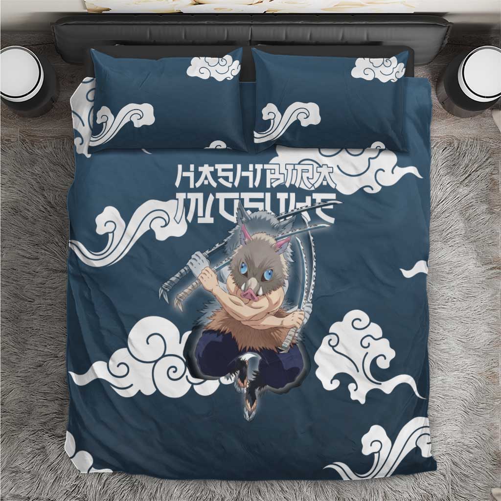 Hashibira Inosuke Demon Slayer Bedding Set Whirlwind Anime Cloud Pattern Style